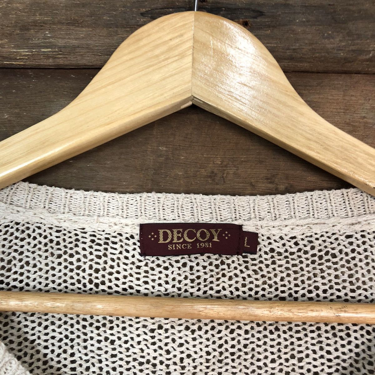 Japanese Brand Decoy Brown crochet meshnet vintage Cardigan #H042 Size US L / EU 52-54 / 3 - 7 Thumbnail