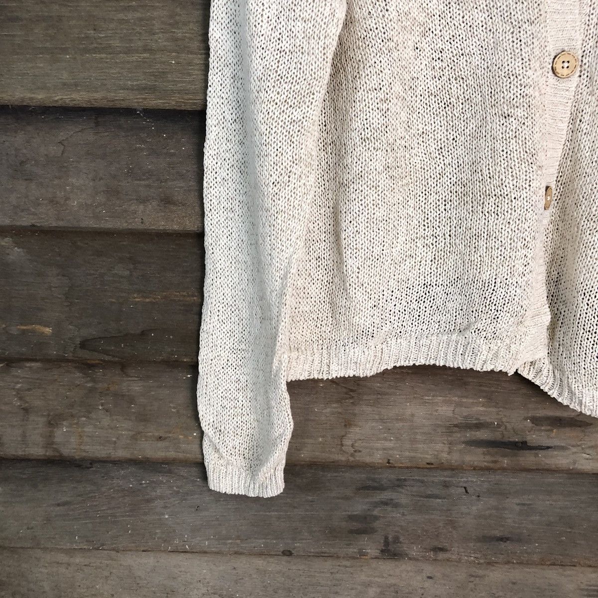Japanese Brand Decoy Brown crochet meshnet vintage Cardigan #H042 Size US L / EU 52-54 / 3 - 4 Thumbnail