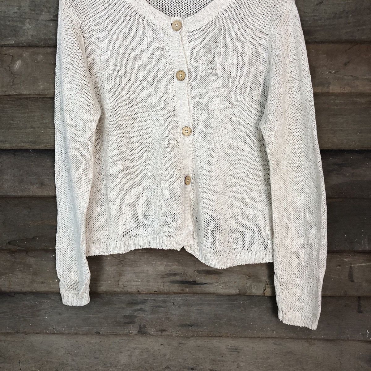 Japanese Brand Decoy Brown crochet meshnet vintage Cardigan #H042 Size US L / EU 52-54 / 3 - 3 Thumbnail
