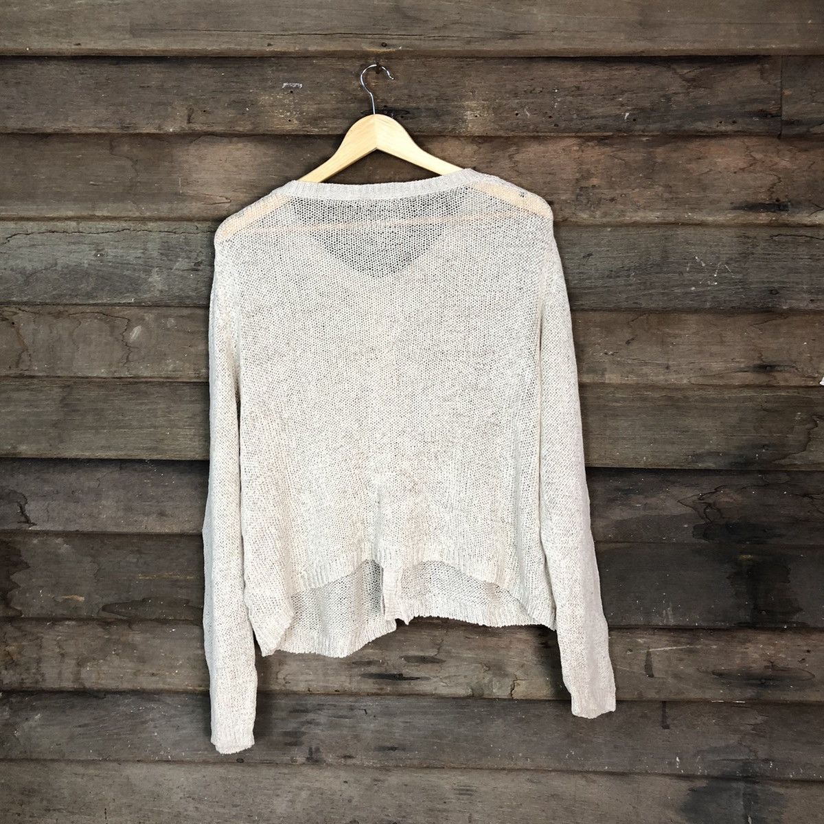 Japanese Brand Decoy Brown crochet meshnet vintage Cardigan #H042 Size US L / EU 52-54 / 3 - 9 Thumbnail