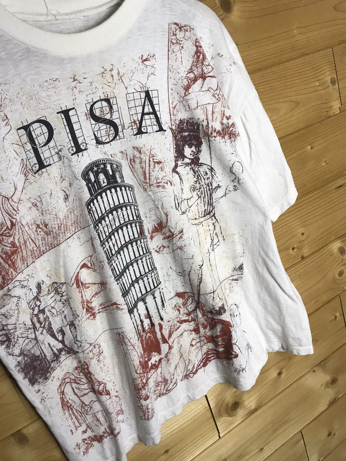 Vintage Vintage Pisa single stitch short t-shirt Size US L / EU 52-54 / 3 - 3 Thumbnail