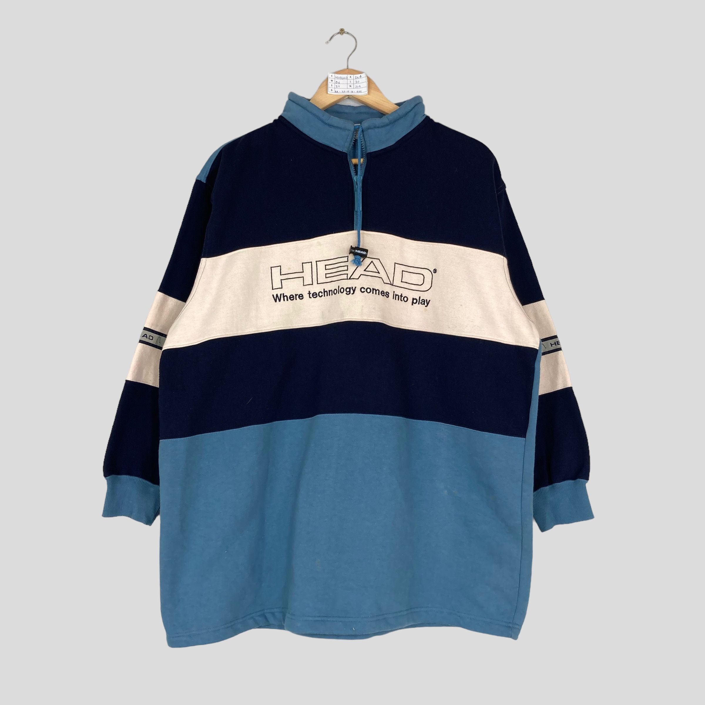 Vintage 90s HEAD Quarter Zipper Sweatshirt Big Logo