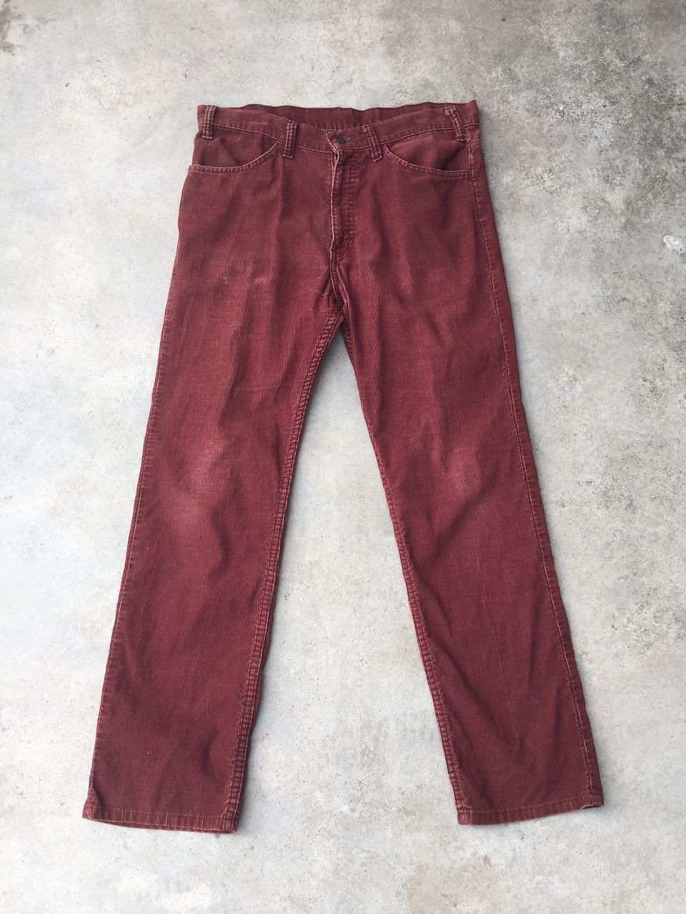 image of Distressed Denim x Levis VTG 80's Levi's 519 Corduroy White Tab Zipper Talon 33X30 in Maroon, Men's