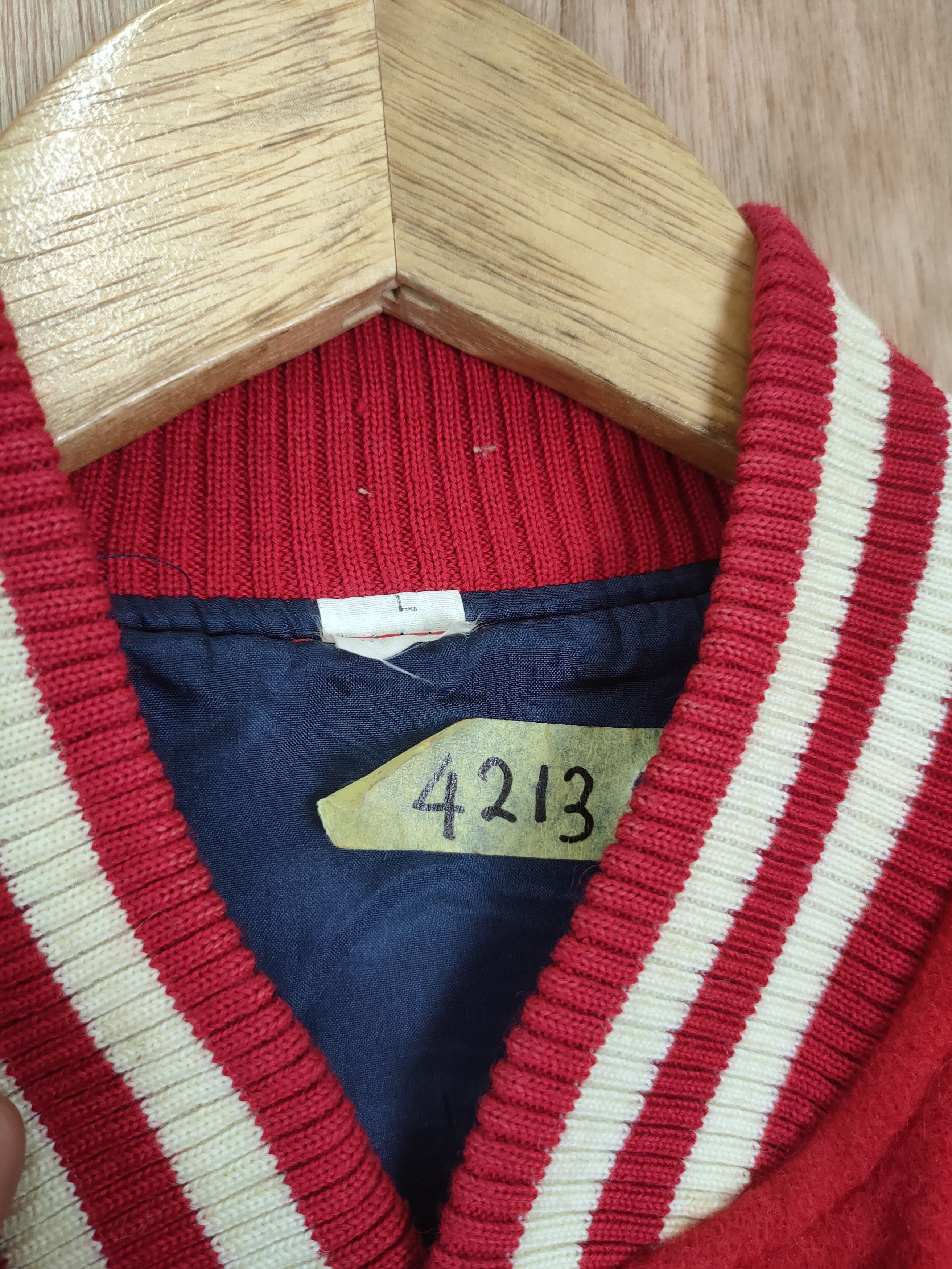 Japanese Brand Die Casting red varsity jacket wool vintage #4213 DLAL Size US L / EU 52-54 / 3 - 6 Thumbnail
