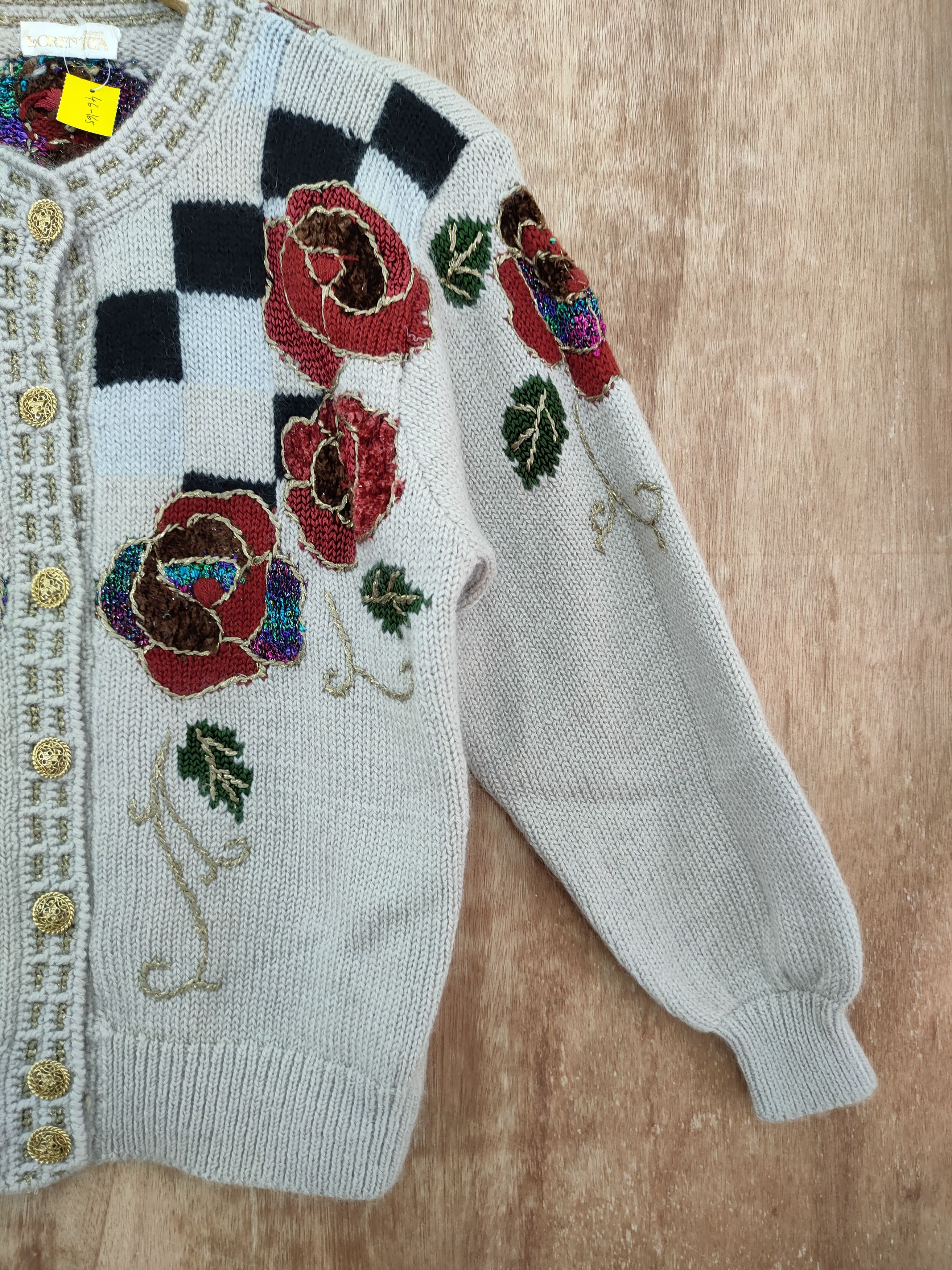 Japanese Brand DL Lorentua mohair knitwear art embroidery flower #46-165 Size S / US 4 / IT 40 - 3 Thumbnail