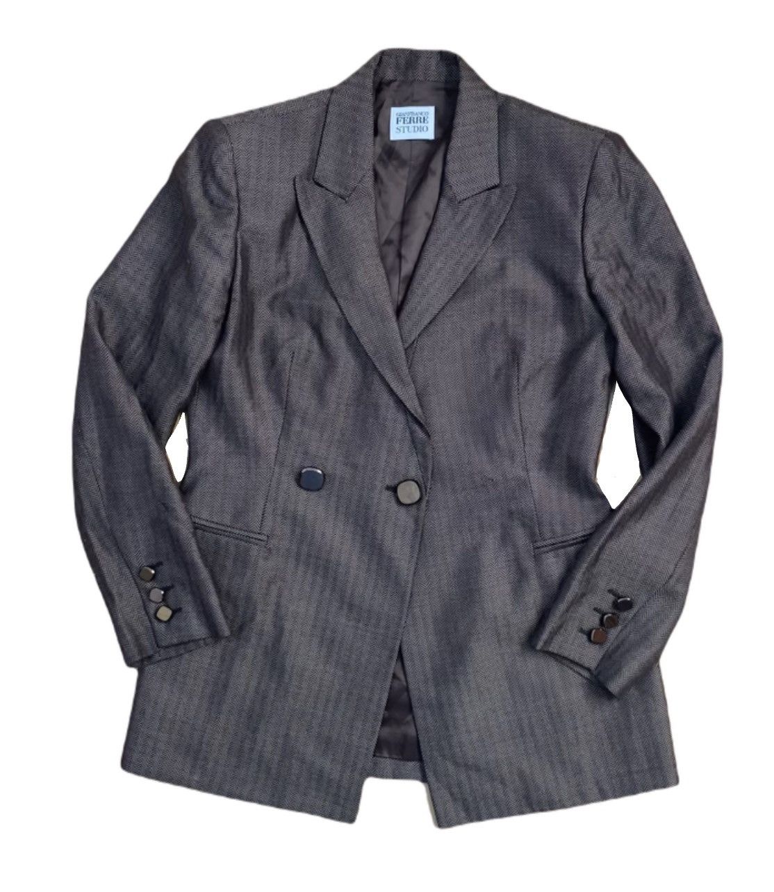 image of Ferre x Gianfranco Ferre Studio Wool Blazer Coat in Chocolate Brown, Women's (Size Large)