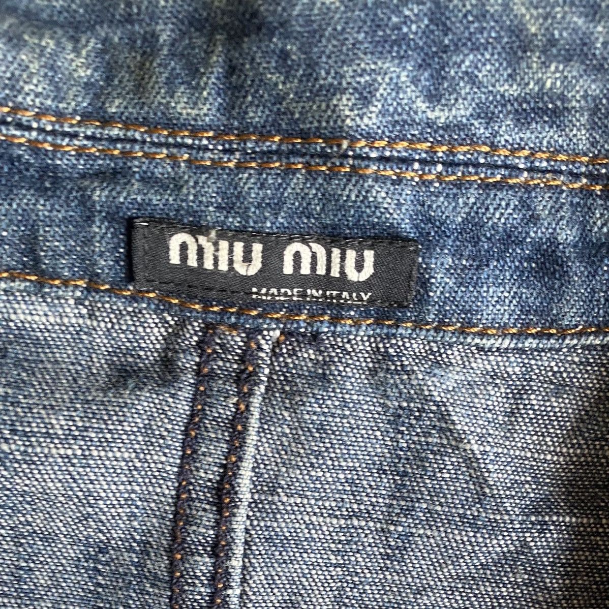 Miu Miu SS 2000 Denim Fiammato Blazer Size US L / EU 52-54 / 3 - 5 Thumbnail