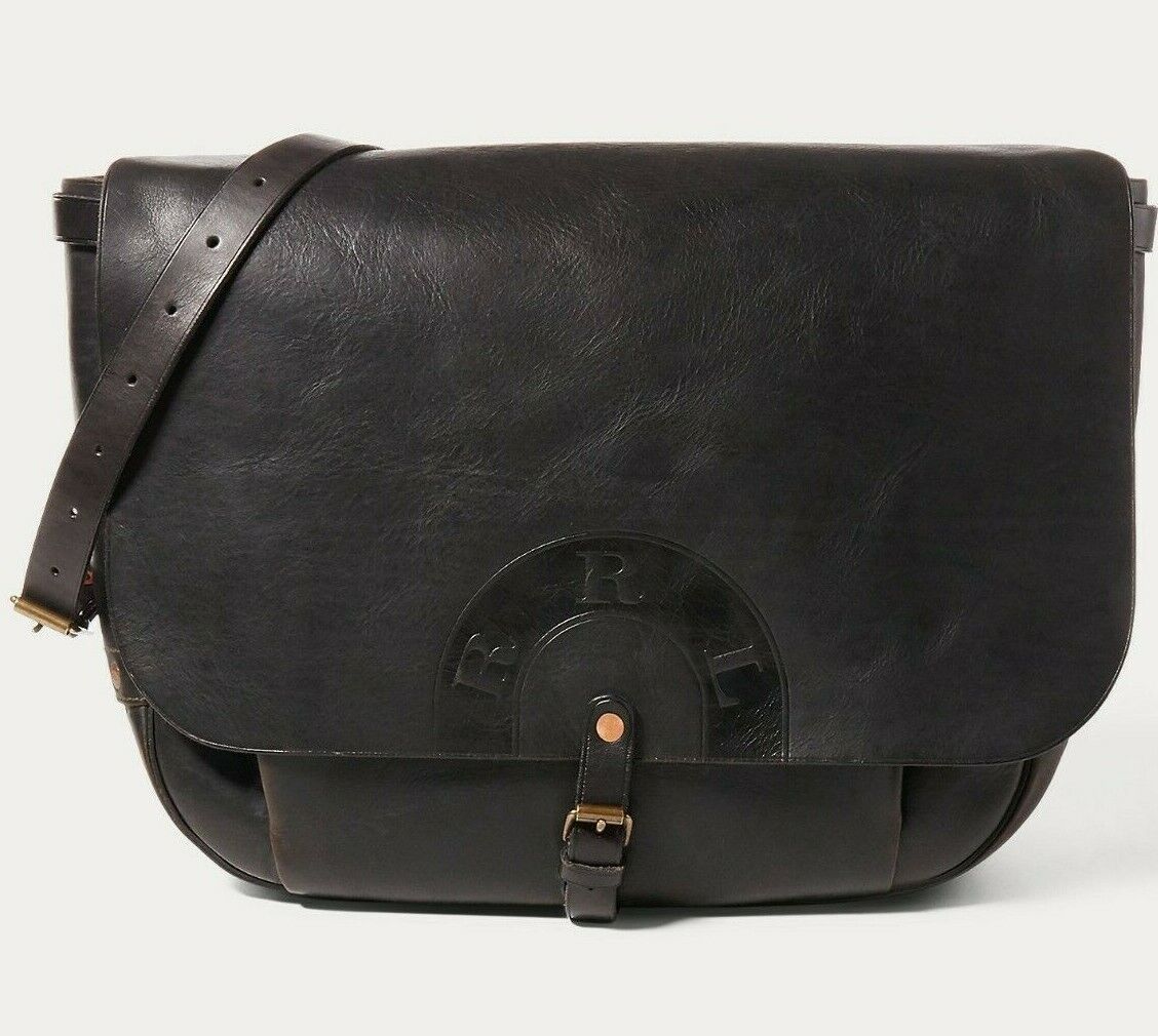 Double RL Tumbled Leather Messenger Bag Office Mail Bag