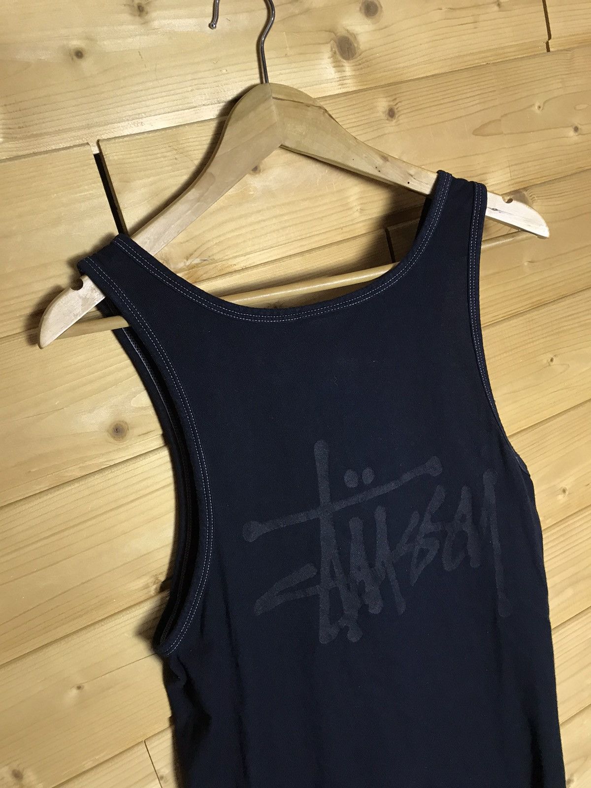 Stussy Stussy big logo black on black shirt Size US S / EU 44-46 / 1 - 2 Thumbnail