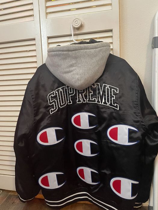 Supreme Champion Supreme Hooded Satin Varsity Jacket | Grailed