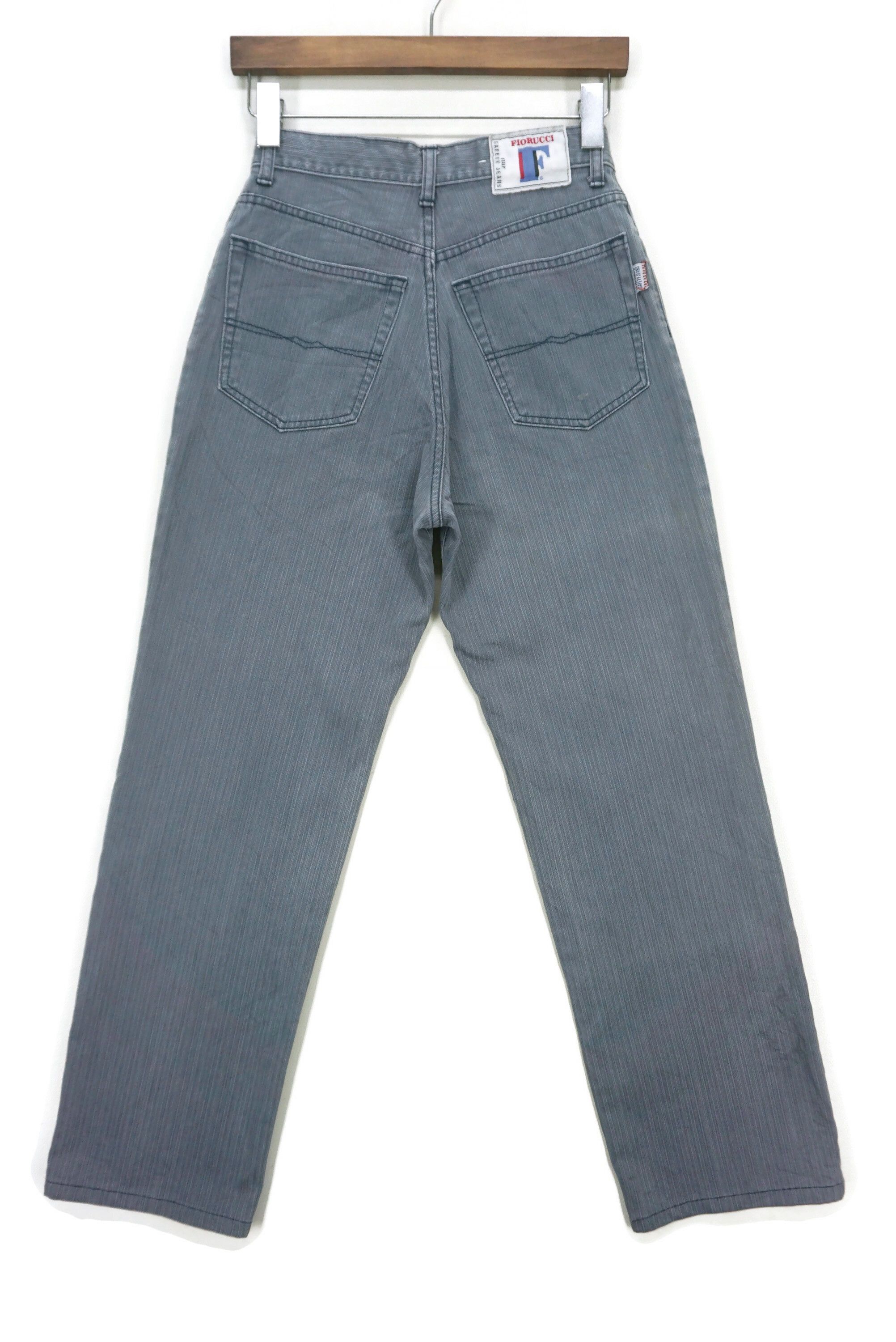 image of Fiorucci x Rodeo High Waisted Dungarees Safety Jeans Italy Relaxed Tapered in Grey, Women's (Size 2