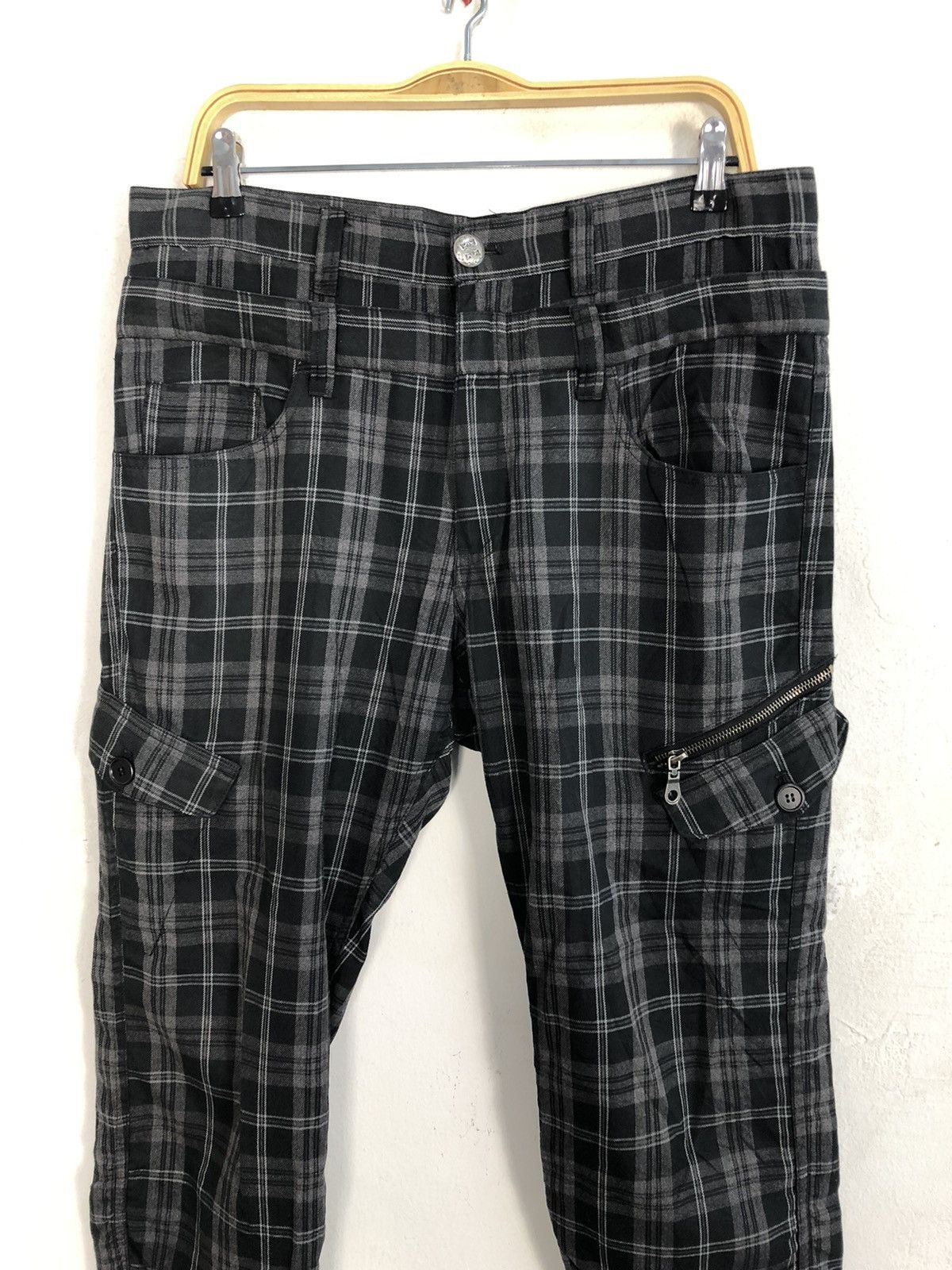 Japanese Brand × Vintage Plaid Checked Double Waist Cargo Multi Pocket Tactical Pant Size US 34 / EU 50 - 3 Thumbnail