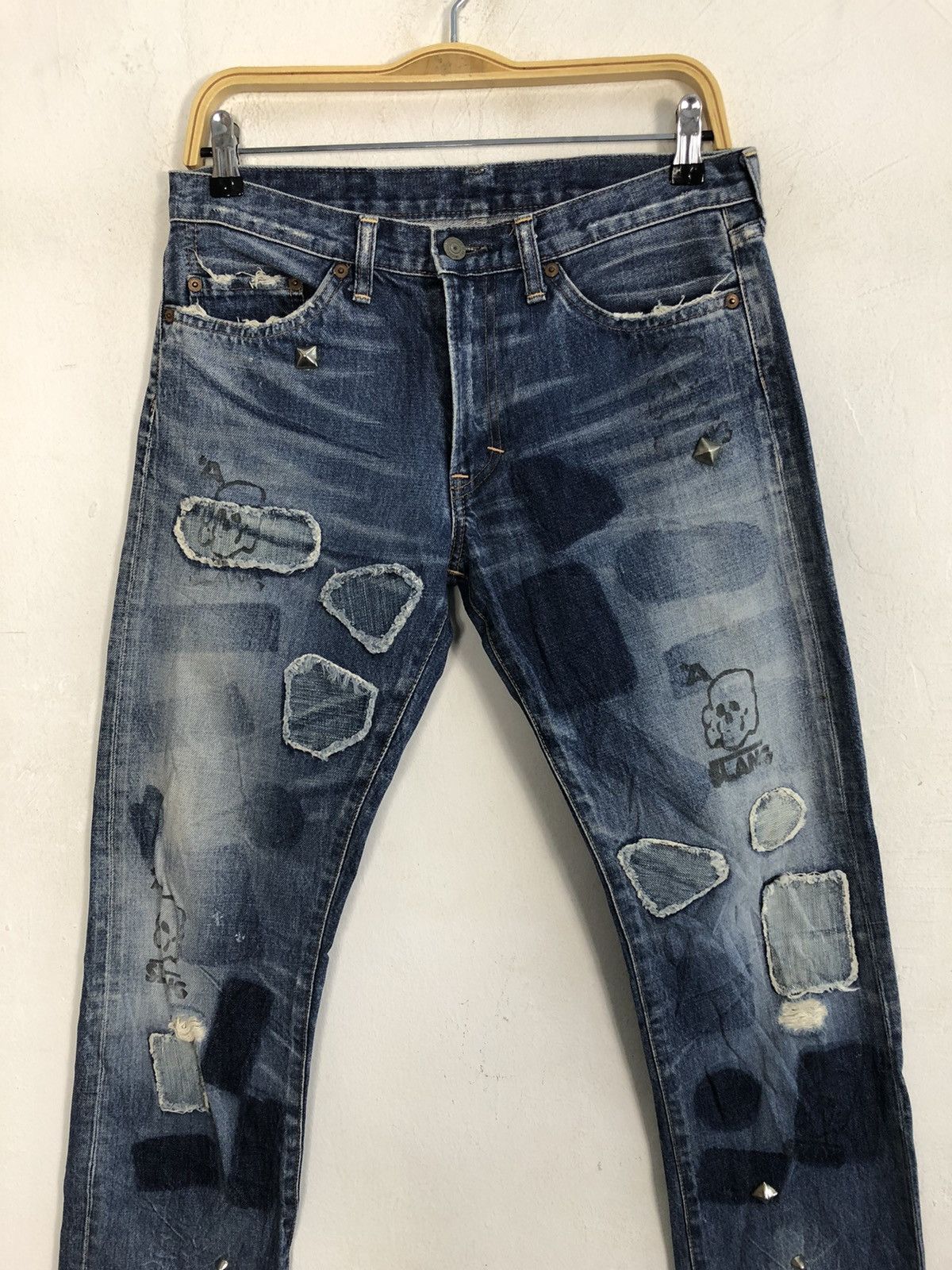 Japanese Brand × Vintage 90s RNA Slang From Chaos Distressed Indigo DenimStraight Cut Size US 31 - 3 Thumbnail