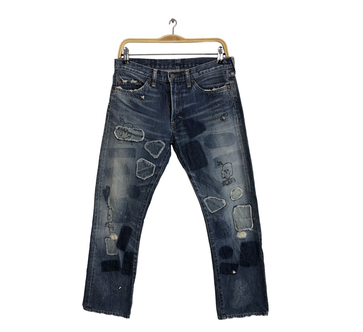 Japanese Brand × Vintage 90s RNA Slang From Chaos Distressed Indigo DenimStraight Cut Size US 31 - 1 Thumbnail