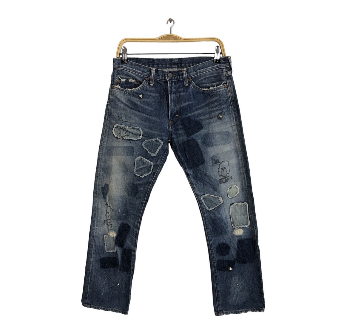 image of Vintage 90's Rna Slang From Chaos Distressed Indigo Denimstraight Cut, Men's (Size 31)