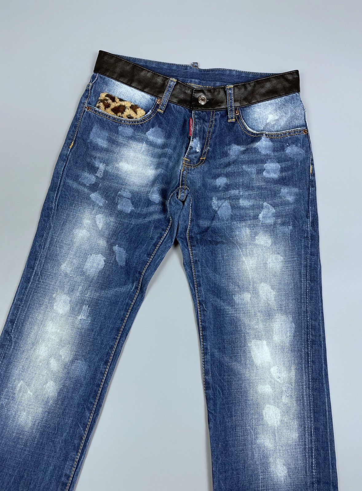 Dsquared2 Vintage DSQUARED2 Leather Waist Painted Denim Pants Size 30 Size US 30 / EU 46 - 3 Thumbnail