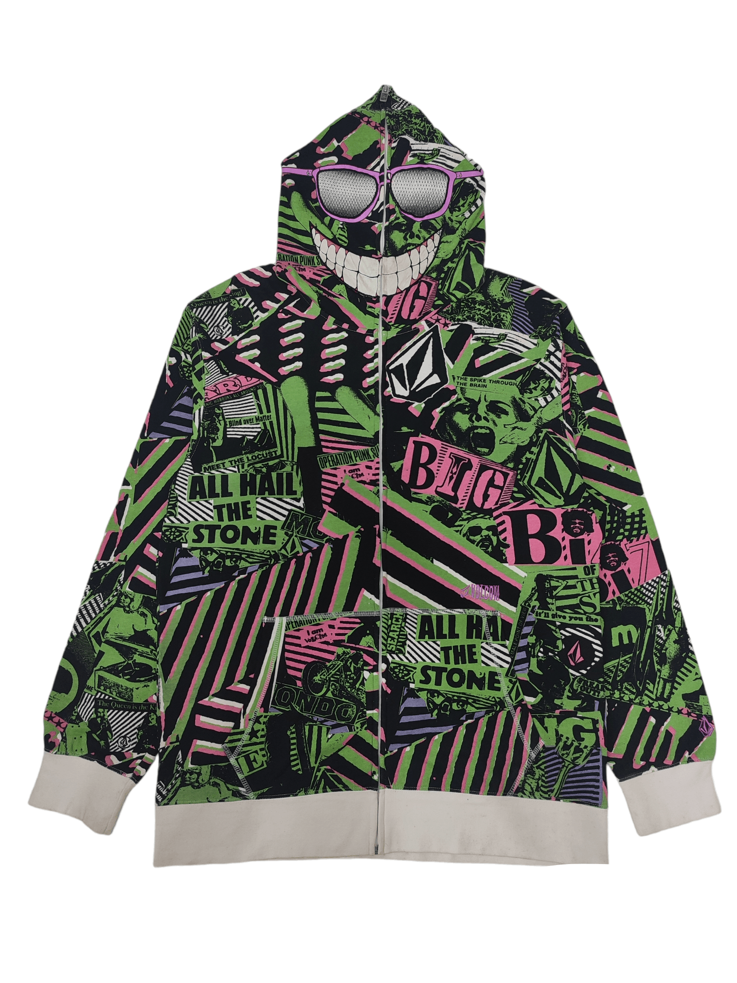 Volcom Rare Volcom All Over Print Mask Zip Hoodie | Grailed