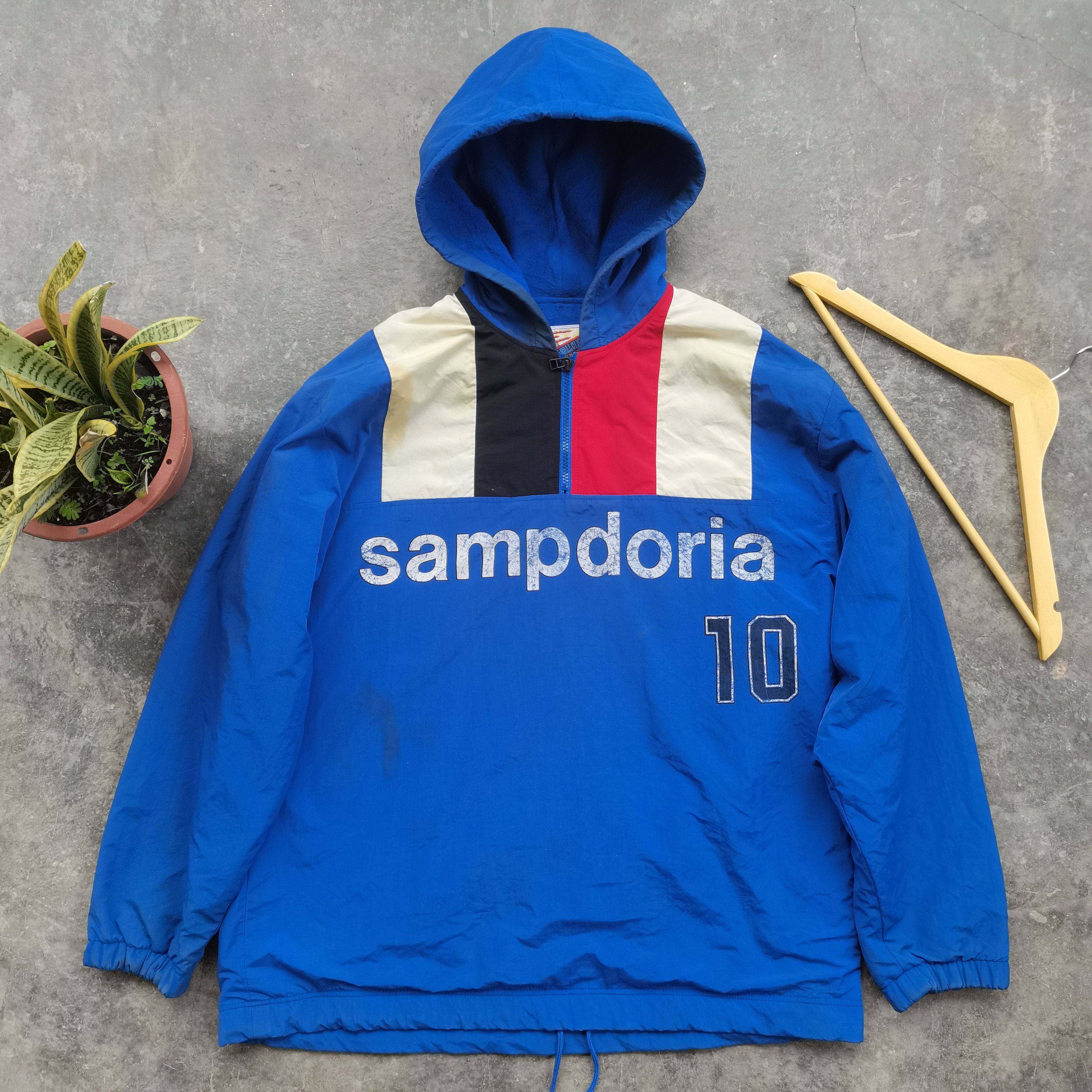 Vintage 90s Sampdoria By Asics Half Zipper Hoodie Jacket