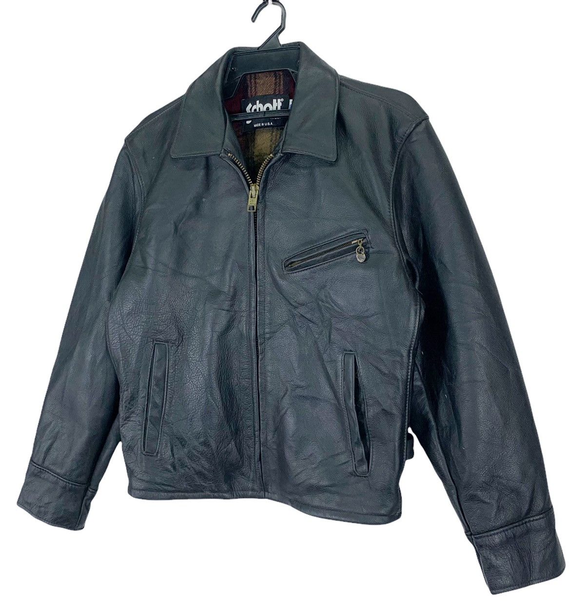 Genuine Leather × Schott Vintage 38 Schott Bikers Black Genuine Leather Jacket Size US S / EU 44-46 / 1 - 2 Thumbnail