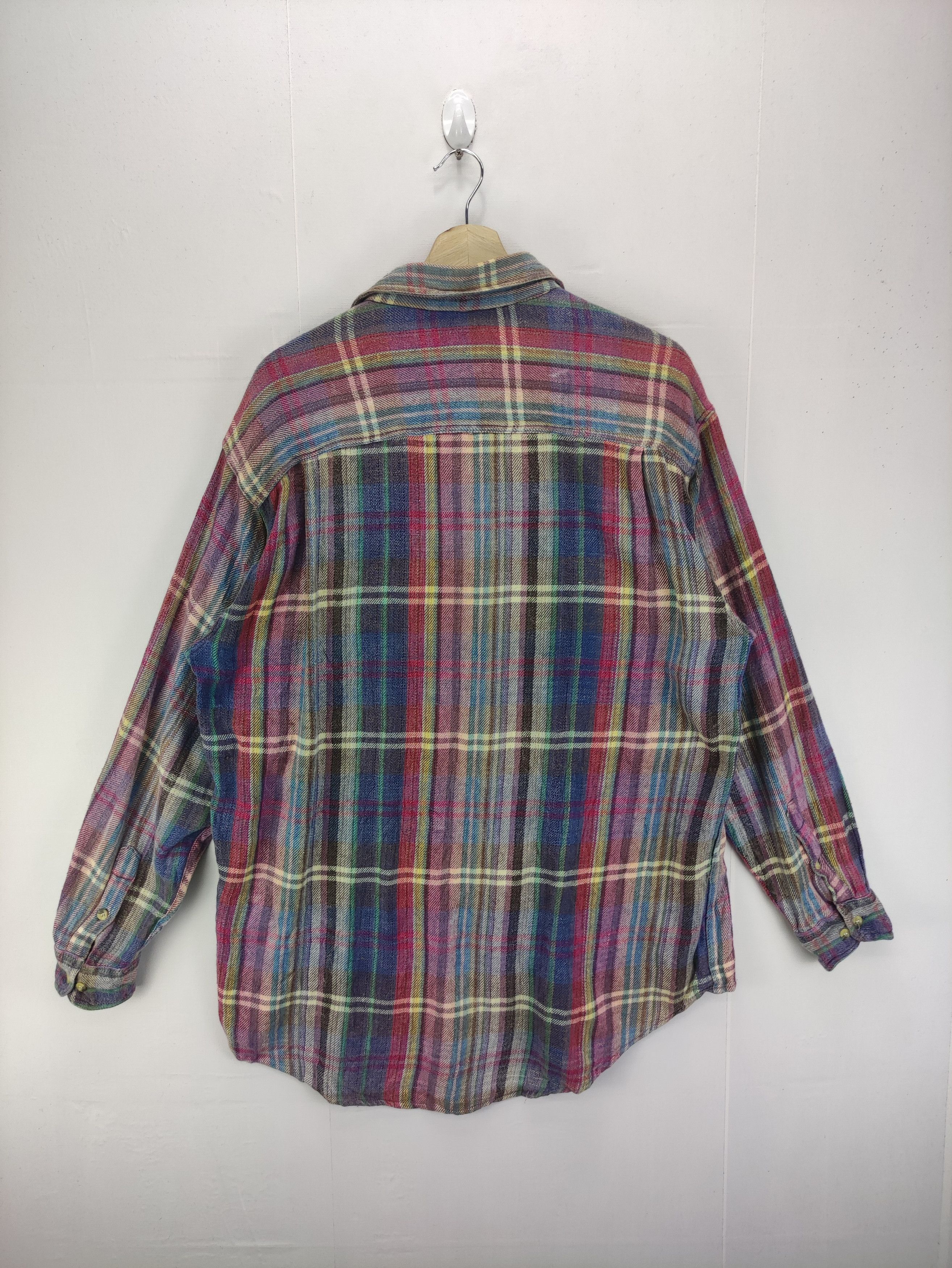Japanese Brand Vintage Flannel Blueky multicolour Shirt Button Up Size US L / EU 52-54 / 3 - 7 Thumbnail