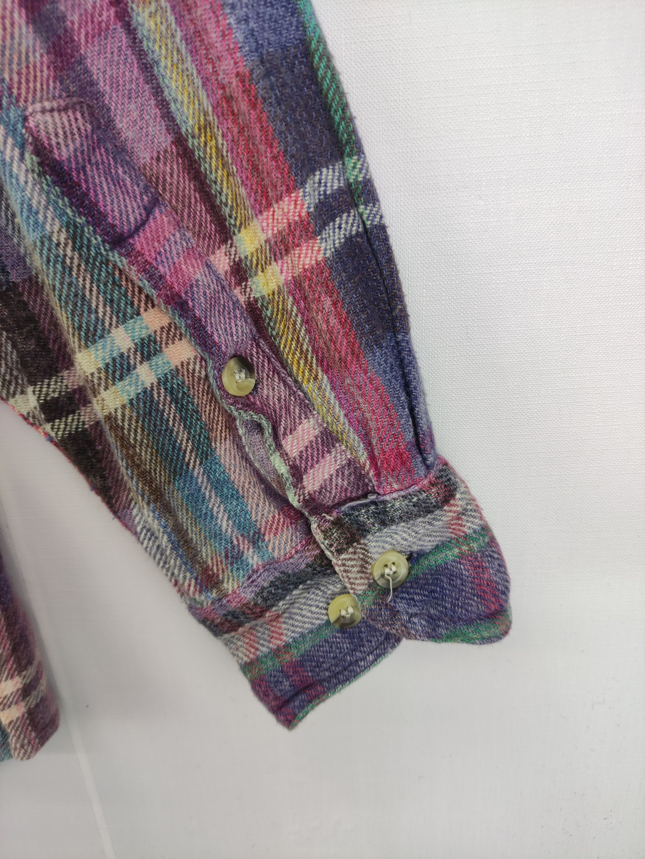 Japanese Brand Vintage Flannel Blueky multicolour Shirt Button Up Size US L / EU 52-54 / 3 - 5 Thumbnail