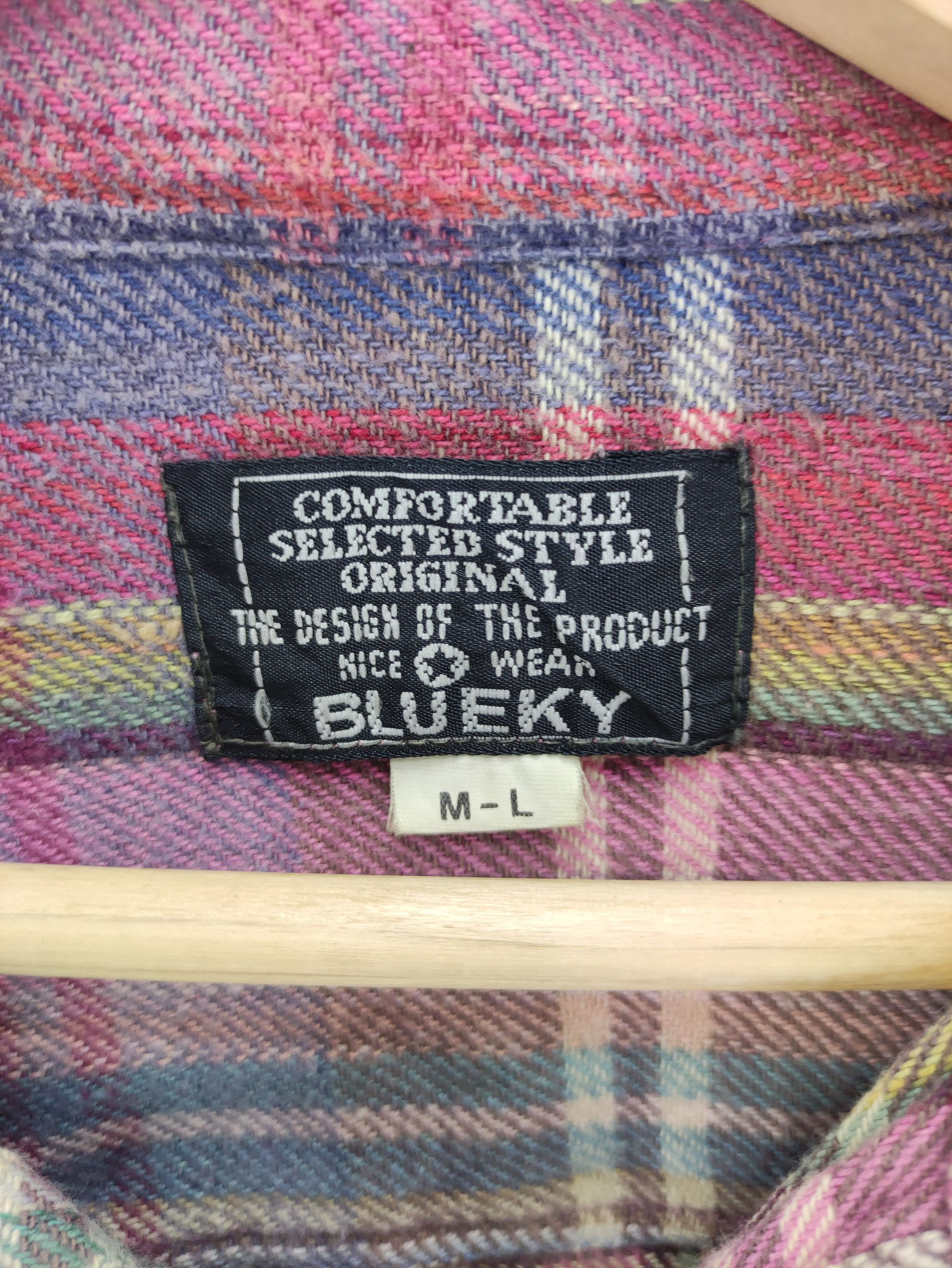 Japanese Brand Vintage Flannel Blueky multicolour Shirt Button Up Size US L / EU 52-54 / 3 - 2 Thumbnail