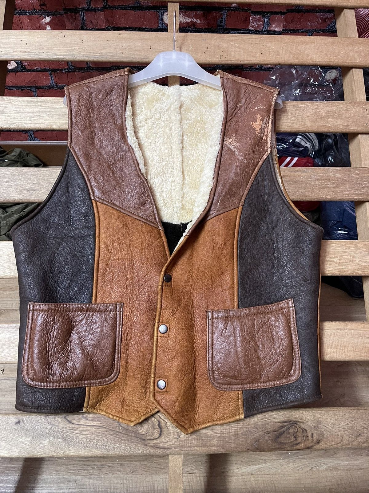 Vintage Sheepskin patchworks Vest