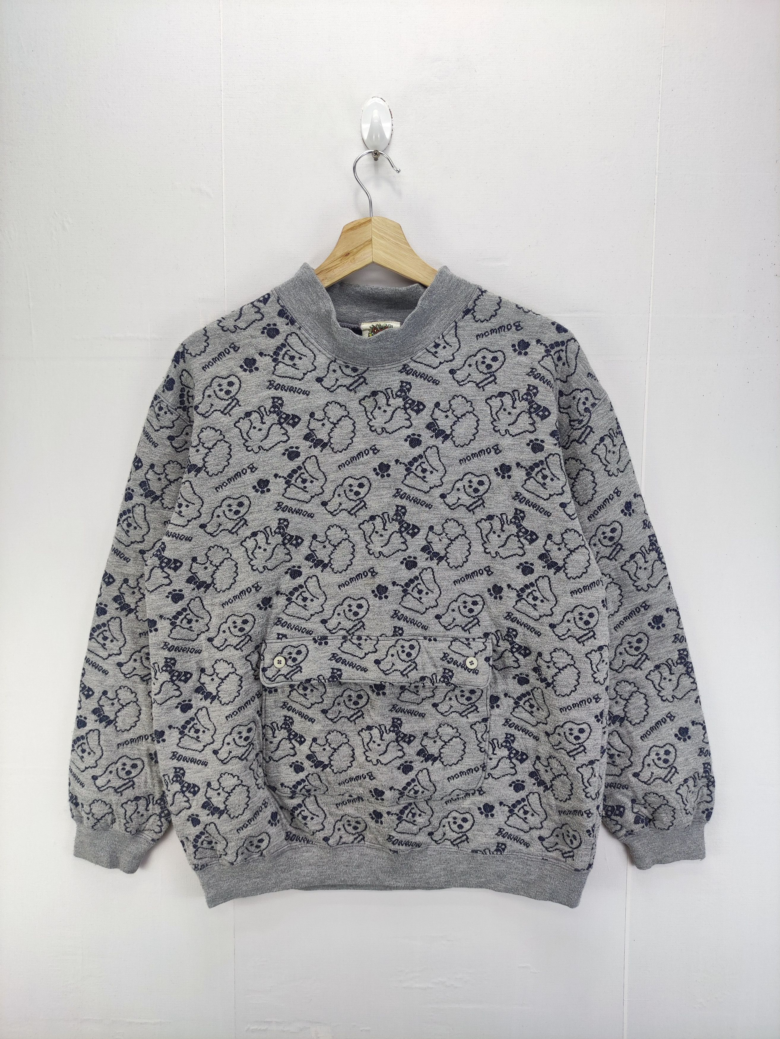 Vintage Sweatshirt Anorak Embroidered Green World Jumper