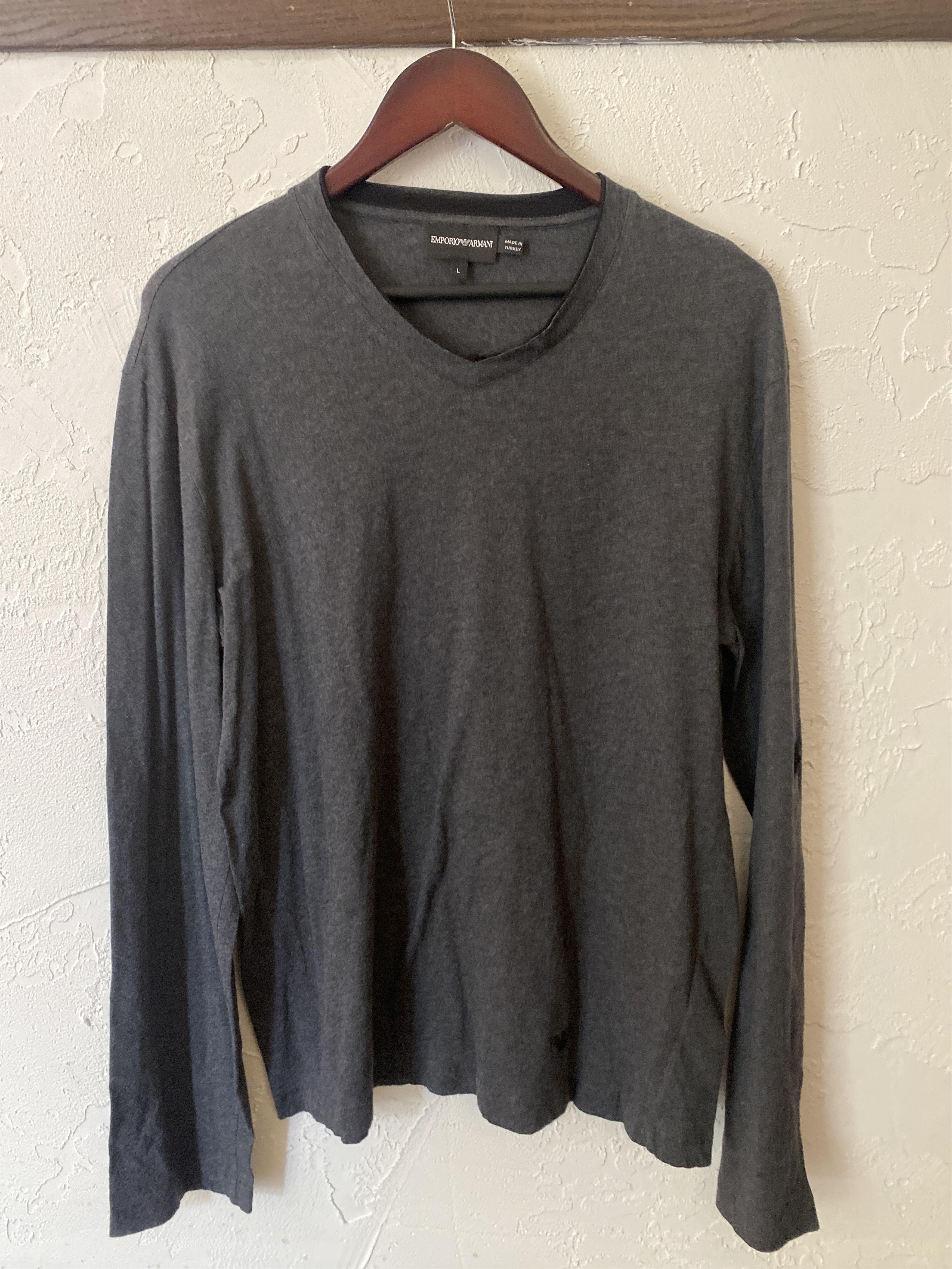 Emporio Armani Long Sleeve Cotton V Neck Size US L / EU 52-54 / 3 - 1 Thumbnail