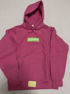 Supreme box logo hot sale hoodie magenta