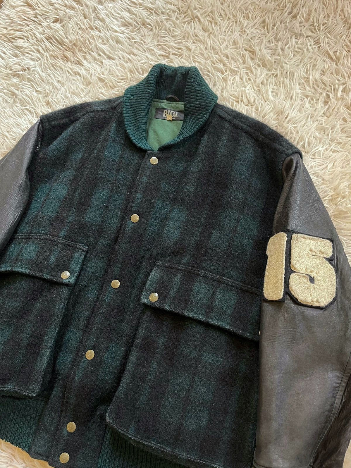 BIGI Takeo Kikuchi's BIGI A/W1985 Annivesary Plaid Varsity Jacket Size US L / EU 52-54 / 3 - 3 Thumbnail