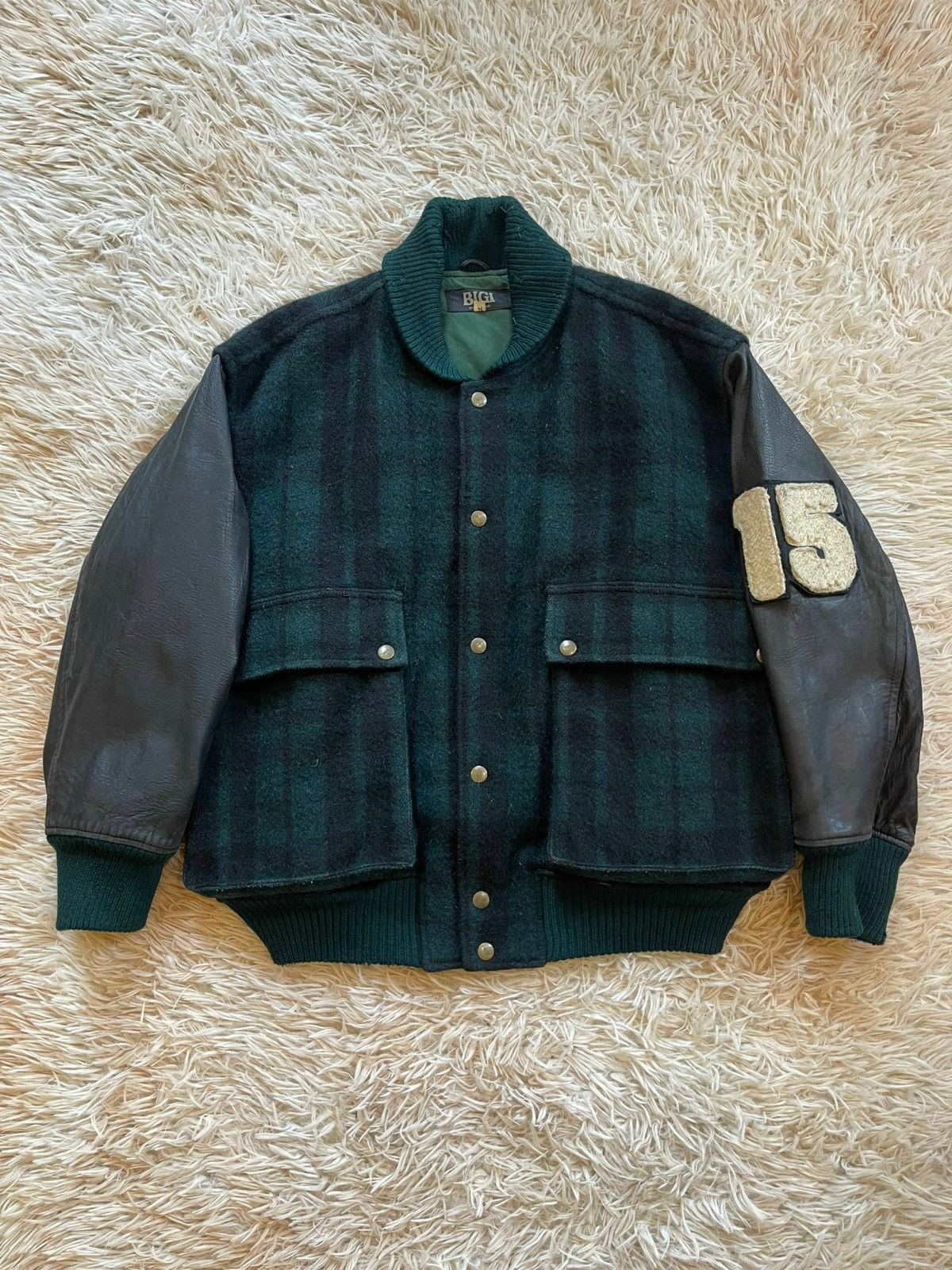 BIGI Takeo Kikuchi's BIGI A/W1985 Annivesary Plaid Varsity Jacket Size US L / EU 52-54 / 3 - 2 Thumbnail