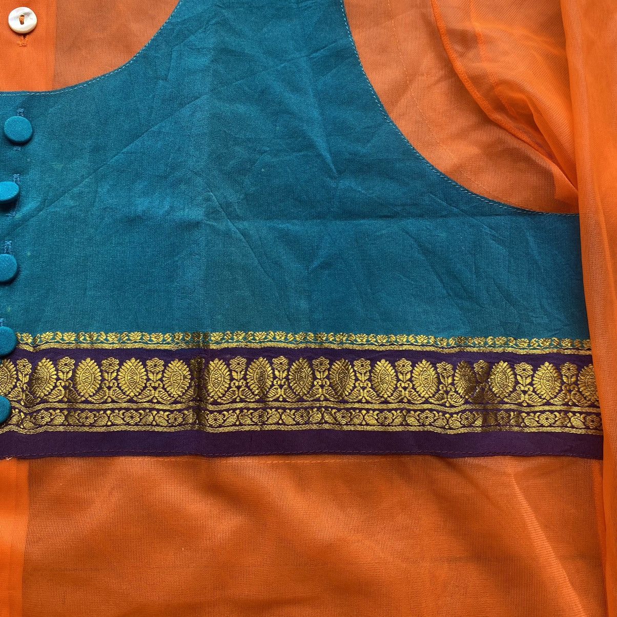 Jean Paul Gaultier Vintage JPG Orange Mesh Shirt With Native Details Size US S / EU 44-46 / 1 - 3 Thumbnail