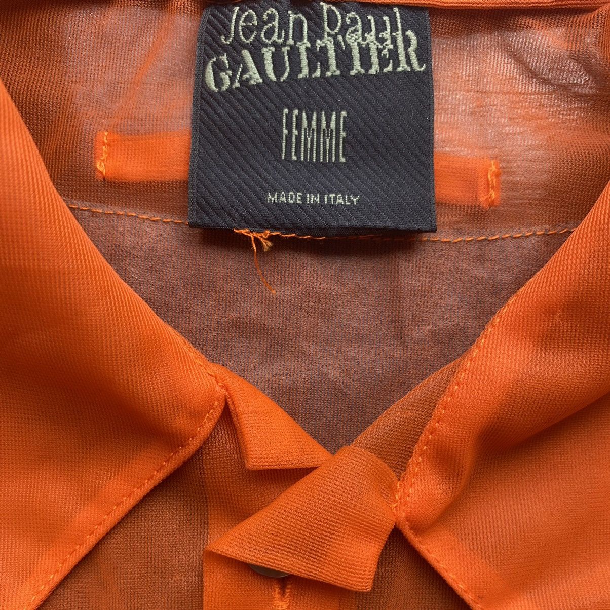 Jean Paul Gaultier Vintage JPG Orange Mesh Shirt With Native Details Size US S / EU 44-46 / 1 - 4 Thumbnail