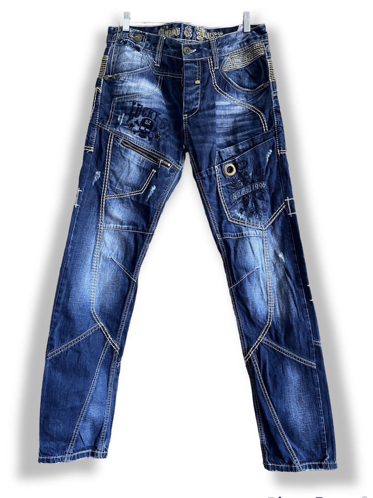 image of Japan Punk Drift Racing Cipo Baxx Denim Skull Buttons Jeans in Blue, Men's (Size 32)