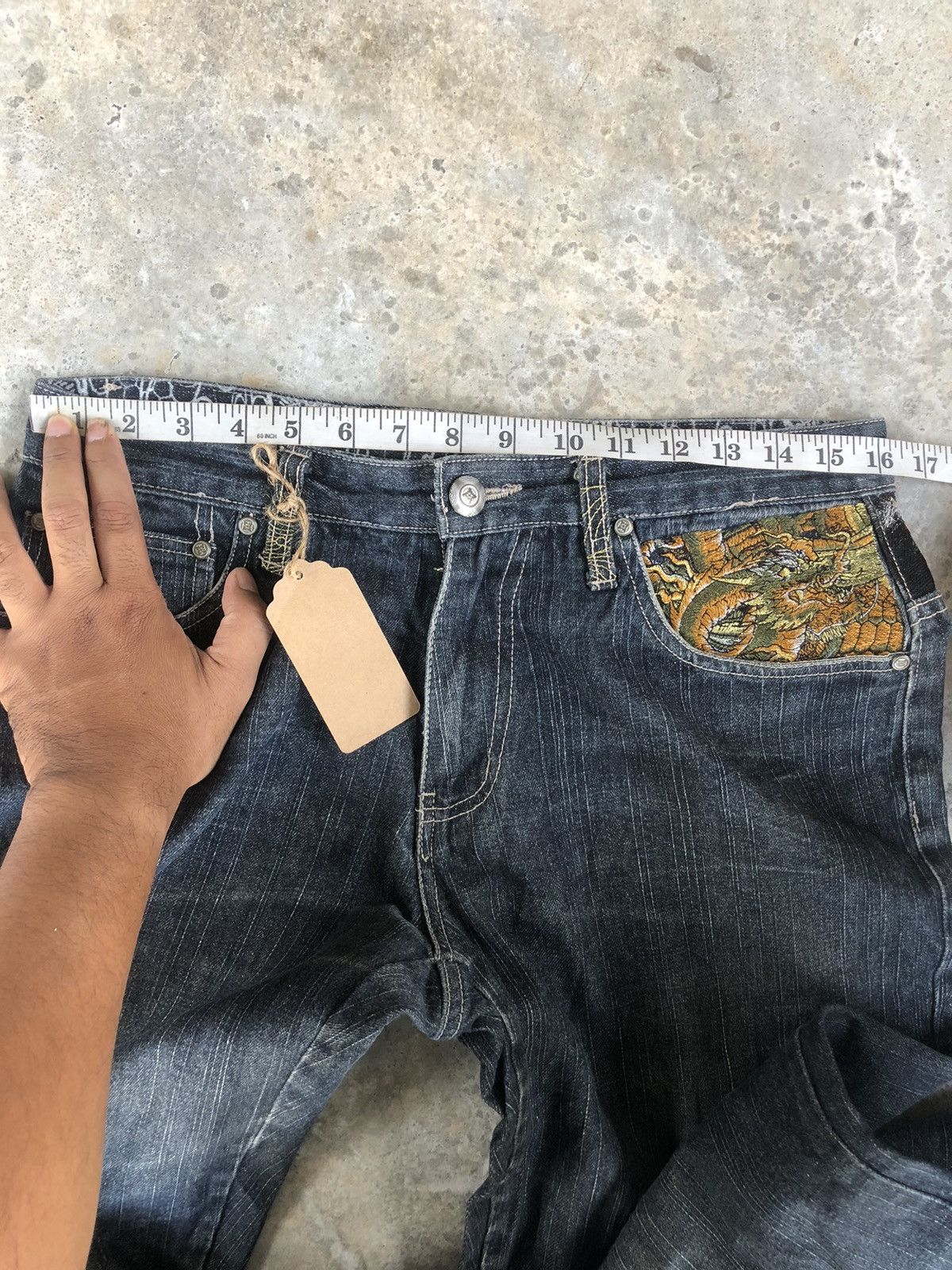 Japanese Brand Gumu Dragon Embroidered Jeans Distressed Jeans Size US 32 / EU 48 - 19 Thumbnail
