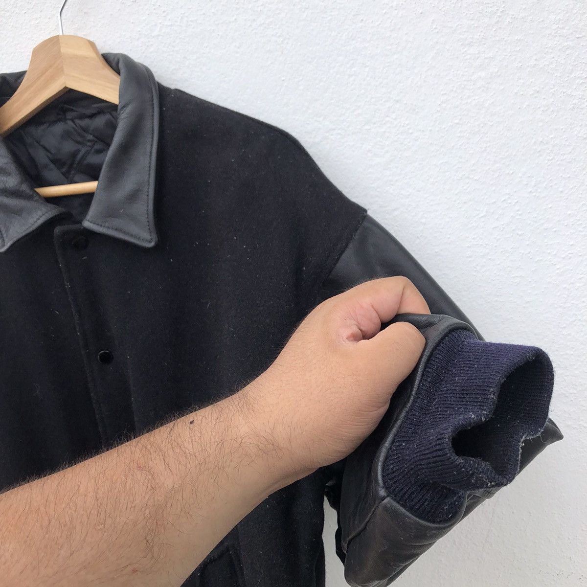VINTAGE VARSITY JACKET LEATHER SLEEVE