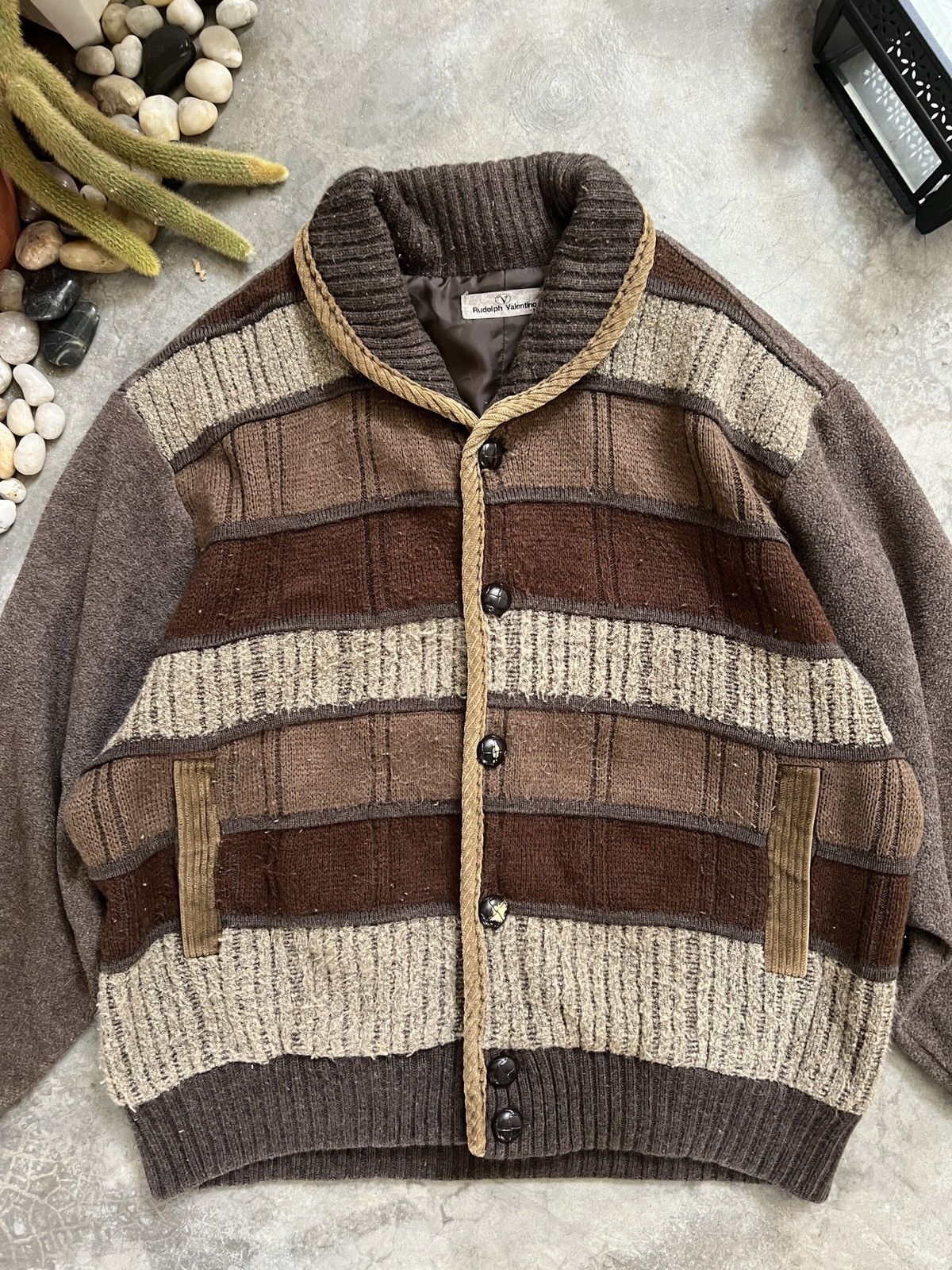 Vintage 🔥 VTG 🔥 Rudolph Valentino Italian Knit Wool Cardigan Jacket Size US M / EU 48-50 / 2 - 2 Thumbnail
