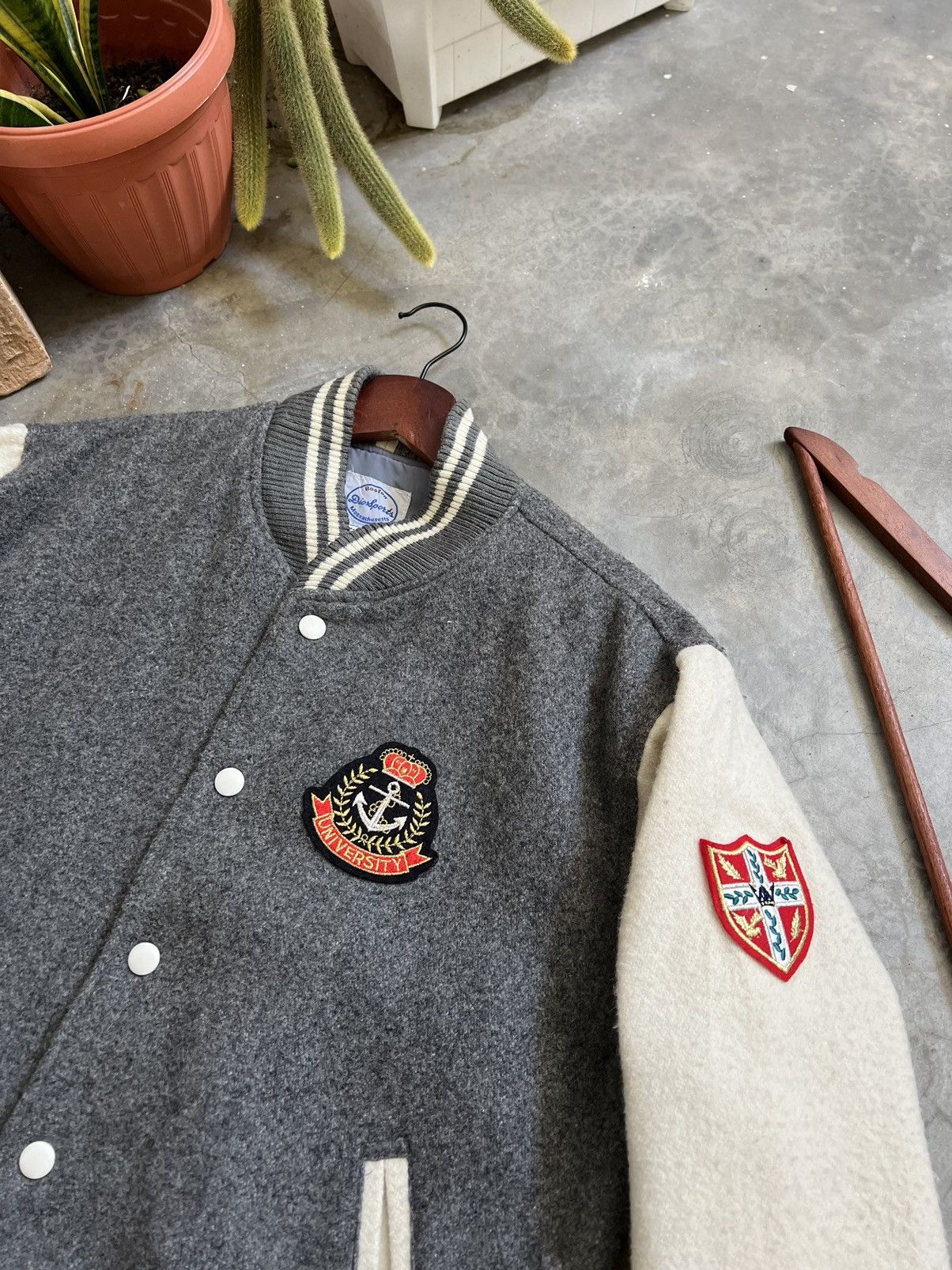 Japanese Brand × Vintage STEALS 🏴‍☠️ Japanese Wool Boston Quilted Varsity Jacket Size US L / EU 52-54 / 3 - 4 Thumbnail