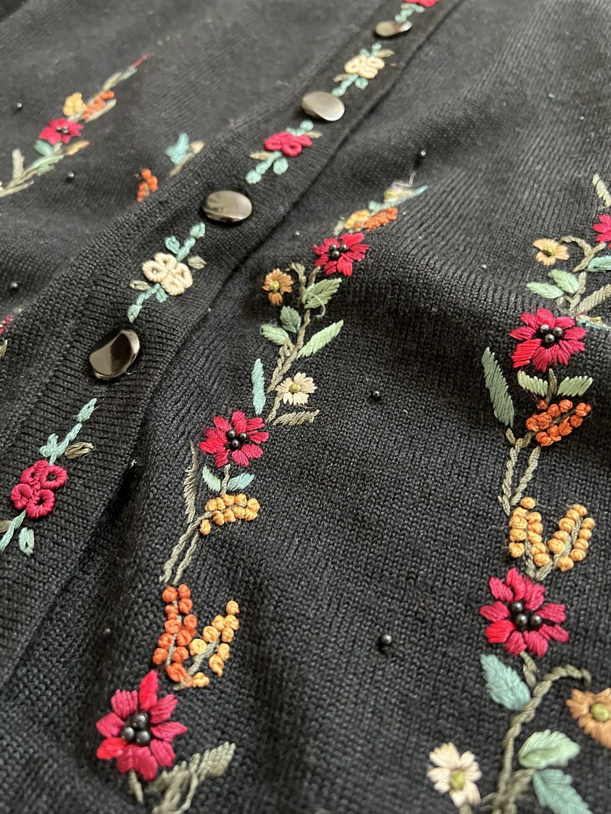 Vintage 🏴‍☠️ Japanese Flower Embroidery Cardigan