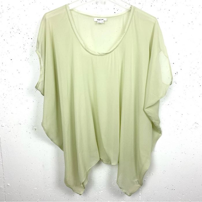 Helmut Lang Helmut Lang Draped Asymmetrical Silk Blouse Green Size ...