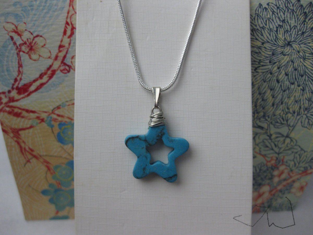 Handmade Blue Turquoise Star Necklace Size ONE SIZE - 1 Thumbnail