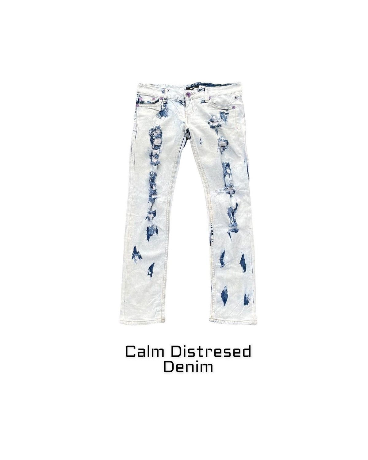 image of Distressed Denim Japanese Calm Acid Wash Distresed Denim, Men's (Size 33)