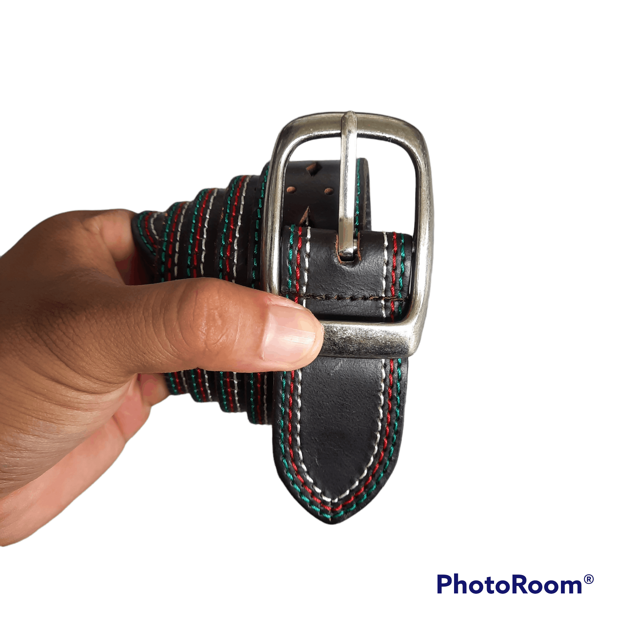 💥Vintage garrison multicolor stripes stitching leather belt