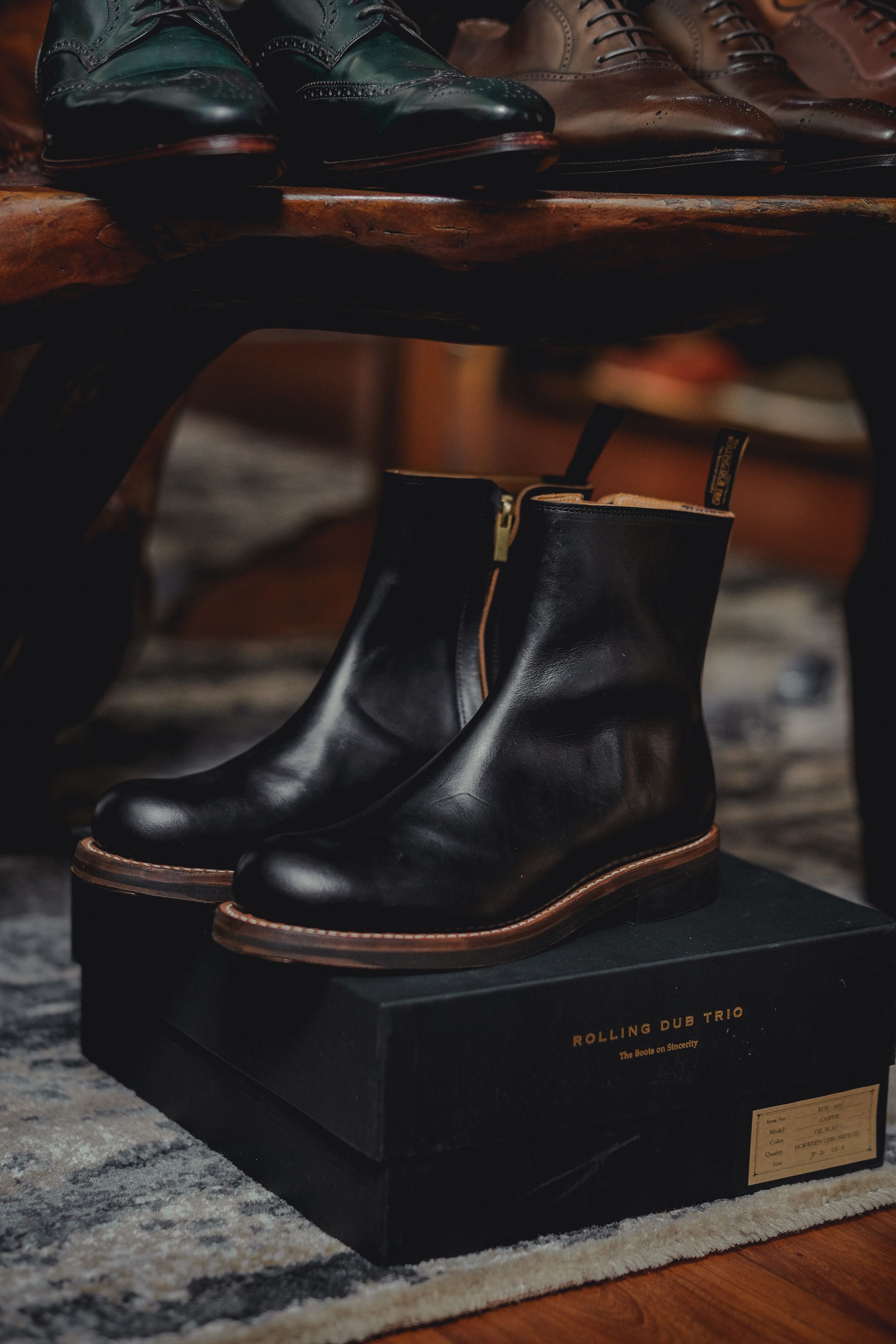image of Rolling Dub Trio Casper Horween Chromexcel Original Shoes in Black, Men's (Size 8)