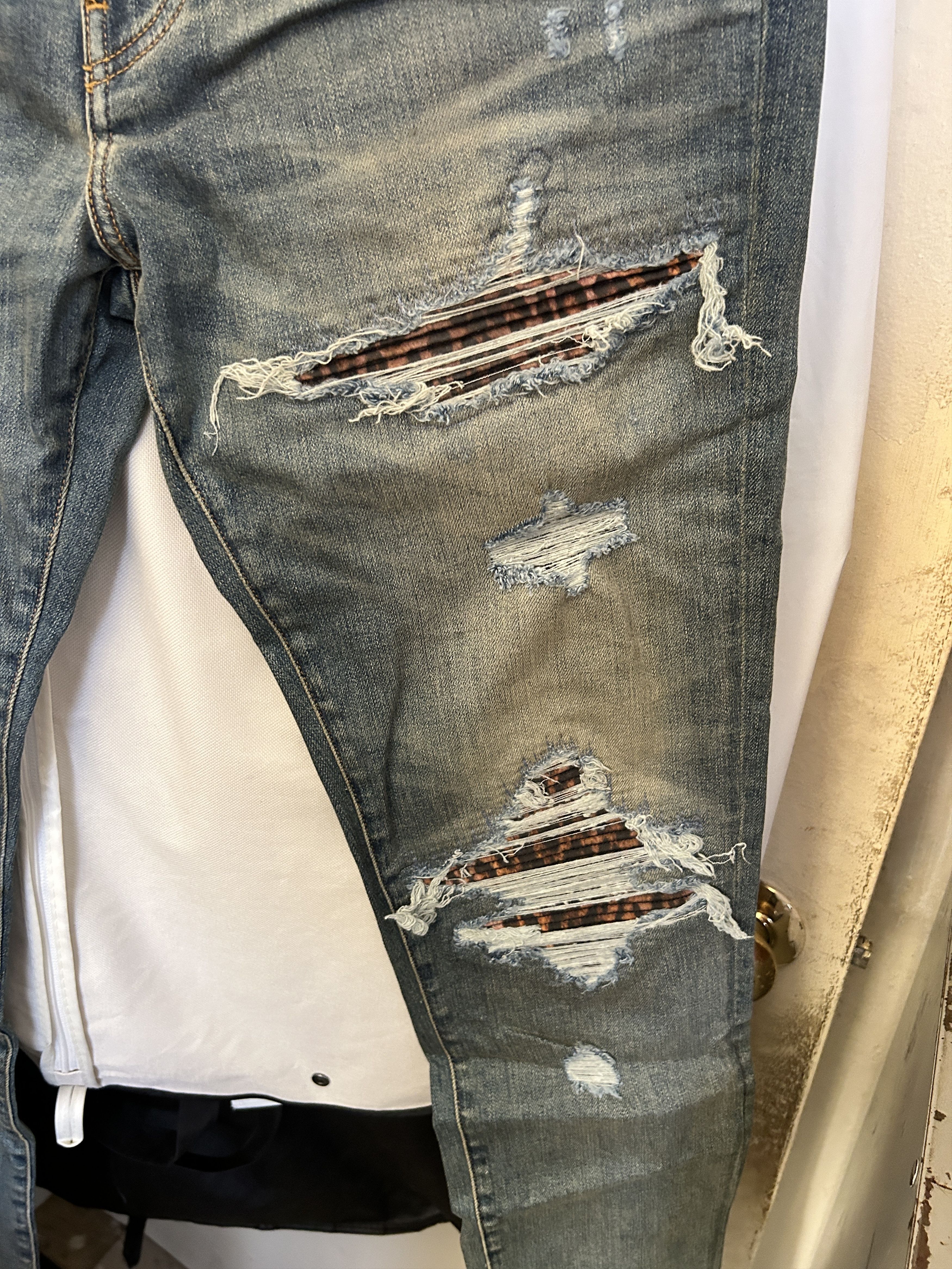 Amiri amiri Clay Indigo & Leopard 'MX1' Jeans Size US 32 / EU 48 - 3 Thumbnail