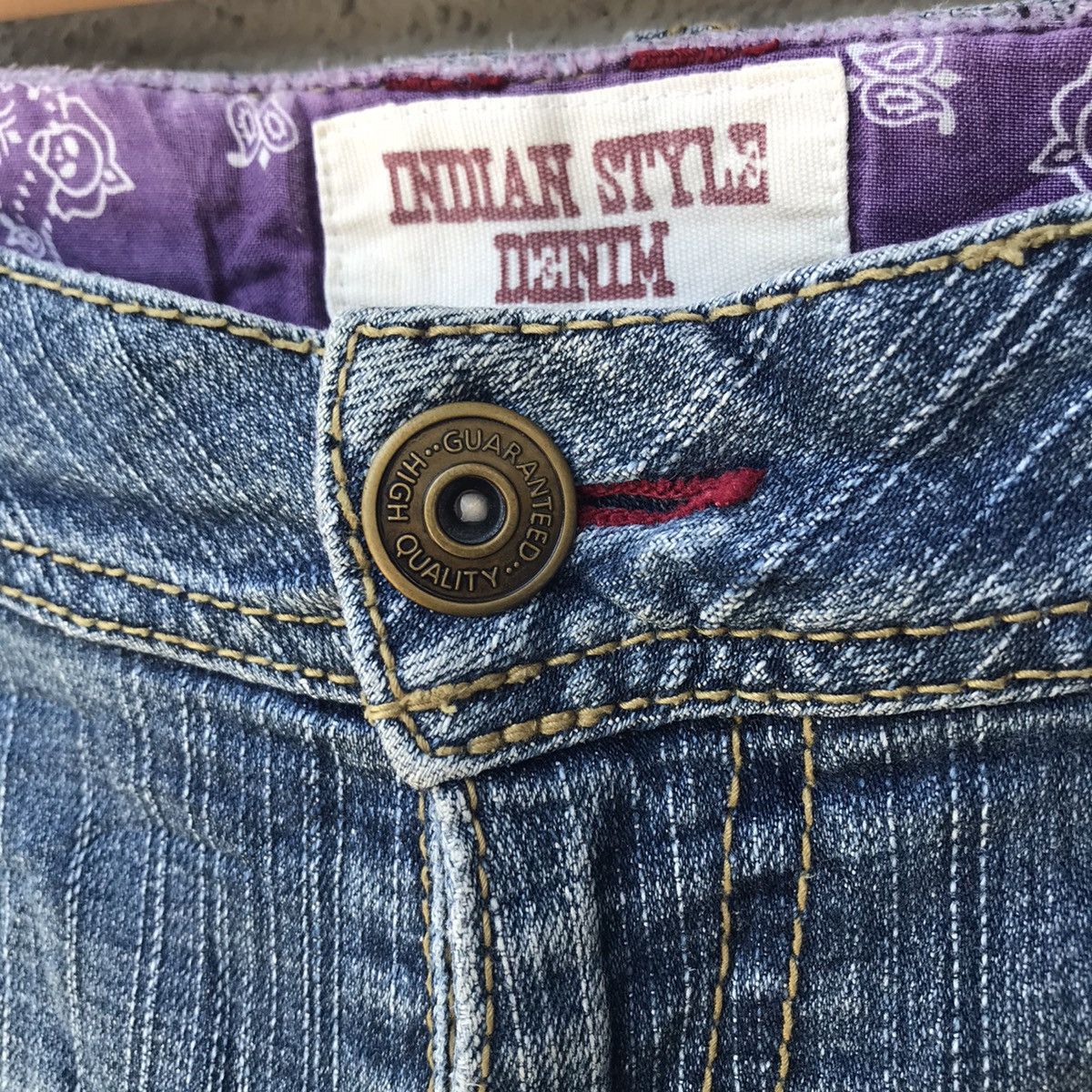 Japanese Brand Vintage Blue Wash Denim Distressed Flare Jeans Size US 32 / EU 48 - 9 Thumbnail