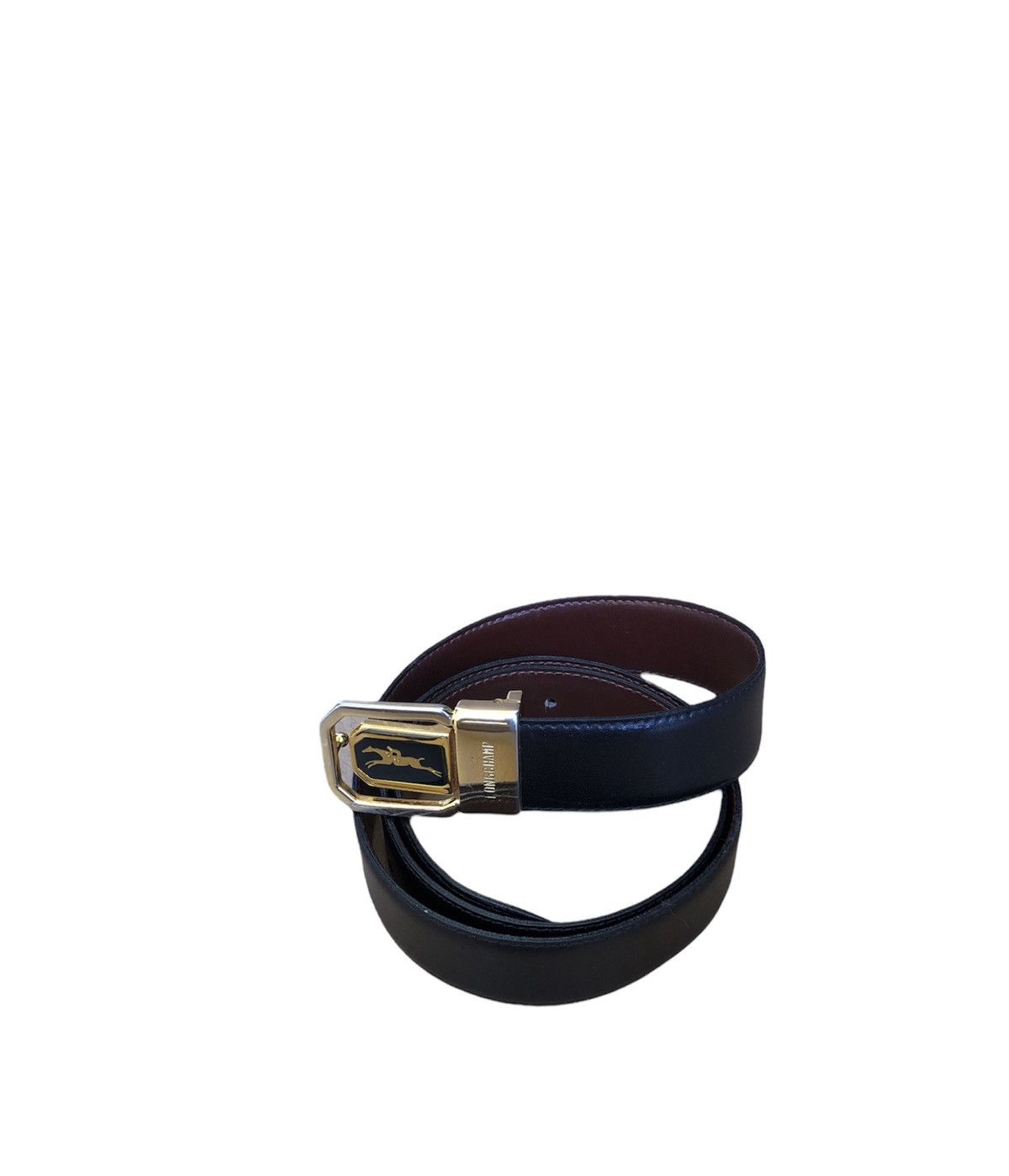 image of Vintage Longchamp Big Logo Buckle Belt, Men's
