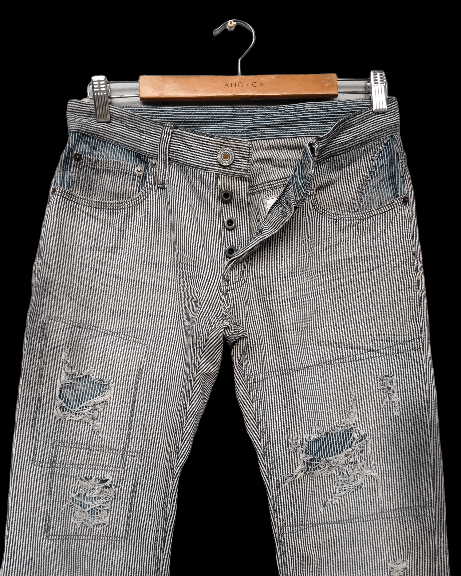 The Difference Vintage Boro Sashiko Rips Rupert Difference Stripe Denim Size US 30 / EU 46 - 4 Thumbnail
