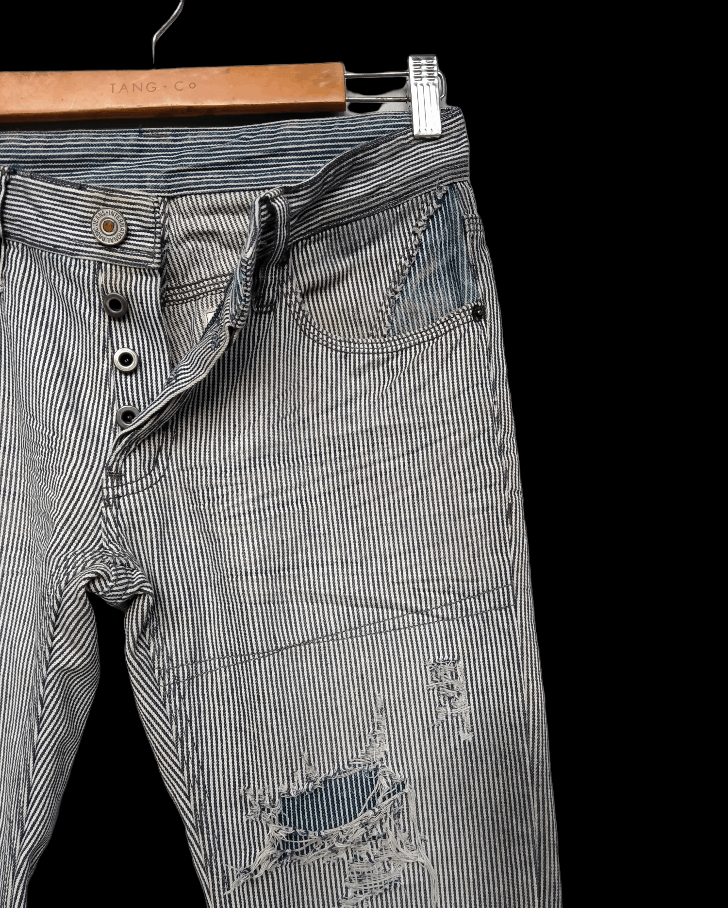 The Difference Vintage Boro Sashiko Rips Rupert Difference Stripe Denim Size US 30 / EU 46 - 8 Thumbnail